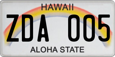 HI license plate ZDA005