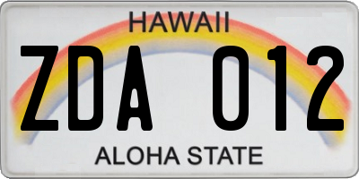 HI license plate ZDA012