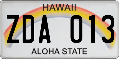 HI license plate ZDA013