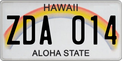 HI license plate ZDA014