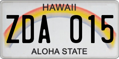 HI license plate ZDA015