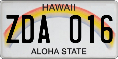 HI license plate ZDA016