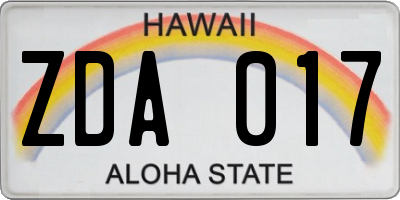 HI license plate ZDA017