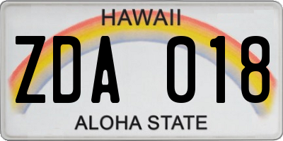 HI license plate ZDA018