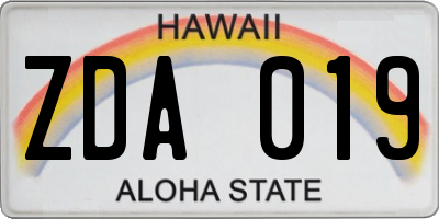 HI license plate ZDA019