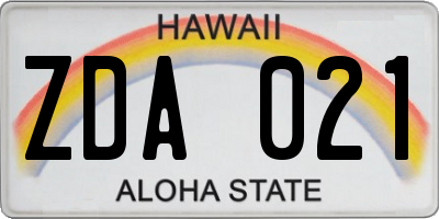 HI license plate ZDA021