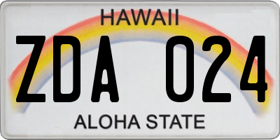 HI license plate ZDA024