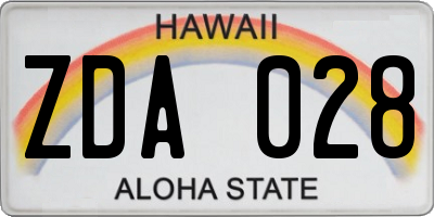 HI license plate ZDA028