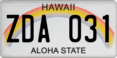 HI license plate ZDA031