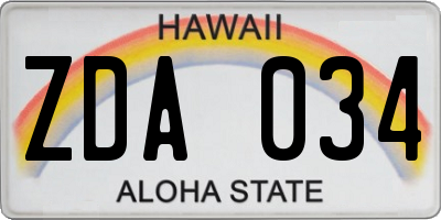 HI license plate ZDA034