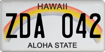 HI license plate ZDA042