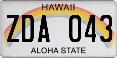 HI license plate ZDA043