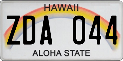 HI license plate ZDA044