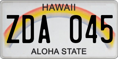 HI license plate ZDA045