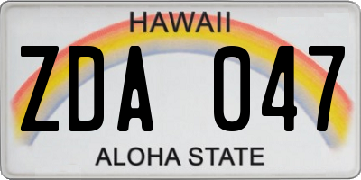 HI license plate ZDA047