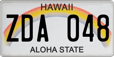 HI license plate ZDA048