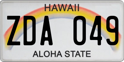 HI license plate ZDA049