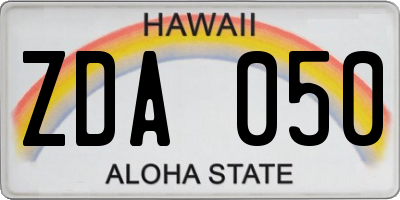 HI license plate ZDA050