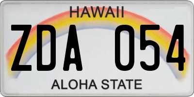 HI license plate ZDA054