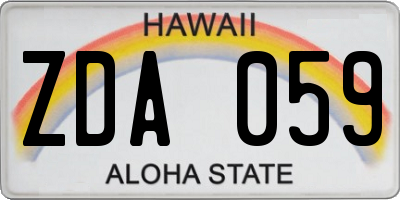 HI license plate ZDA059