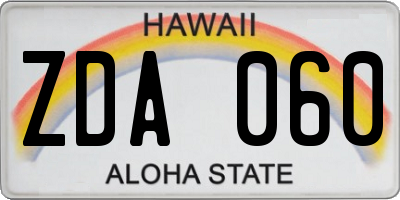 HI license plate ZDA060