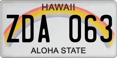 HI license plate ZDA063