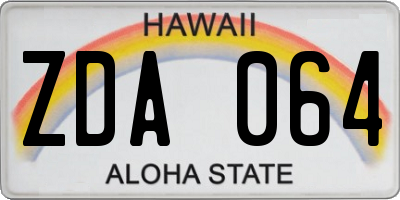 HI license plate ZDA064