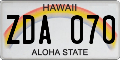 HI license plate ZDA070