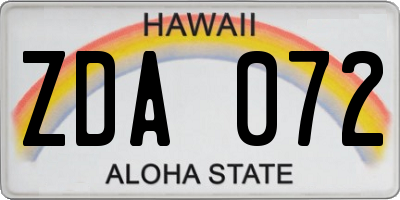 HI license plate ZDA072