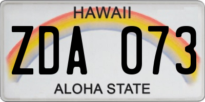HI license plate ZDA073