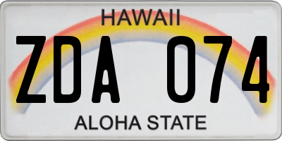 HI license plate ZDA074