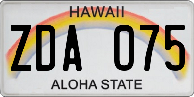 HI license plate ZDA075