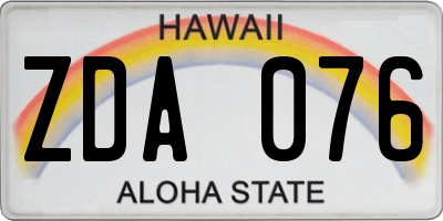 HI license plate ZDA076