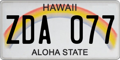 HI license plate ZDA077