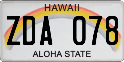 HI license plate ZDA078