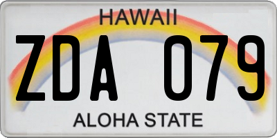 HI license plate ZDA079