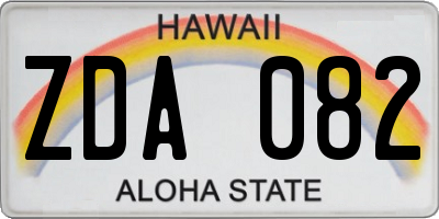 HI license plate ZDA082