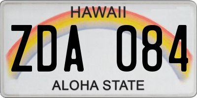 HI license plate ZDA084