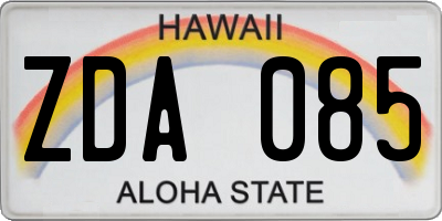 HI license plate ZDA085