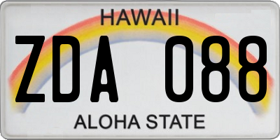 HI license plate ZDA088