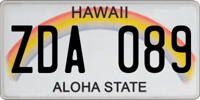 HI license plate ZDA089