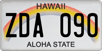HI license plate ZDA090