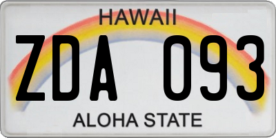 HI license plate ZDA093