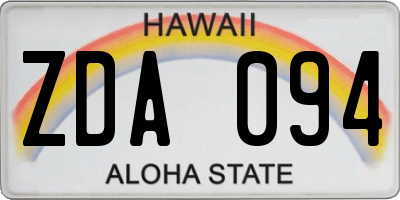 HI license plate ZDA094