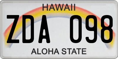 HI license plate ZDA098