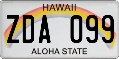 HI license plate ZDA099