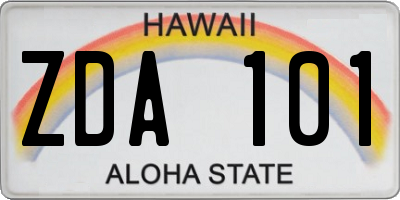 HI license plate ZDA101