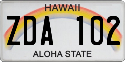HI license plate ZDA102