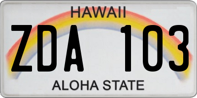 HI license plate ZDA103
