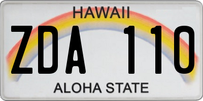HI license plate ZDA110